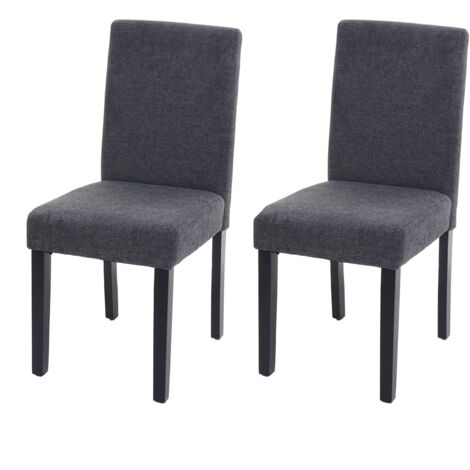 2x chaise à manger chaise de cuisine Littau - textile, gris anthracite, pieds foncés (1/5)