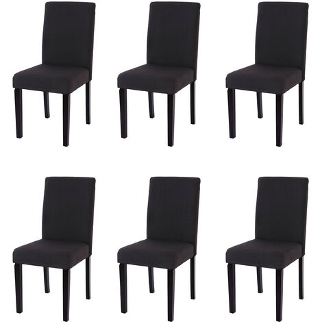 Lot de 6 chaises de séjour Littau, tissu noir, pieds foncés (1/4)