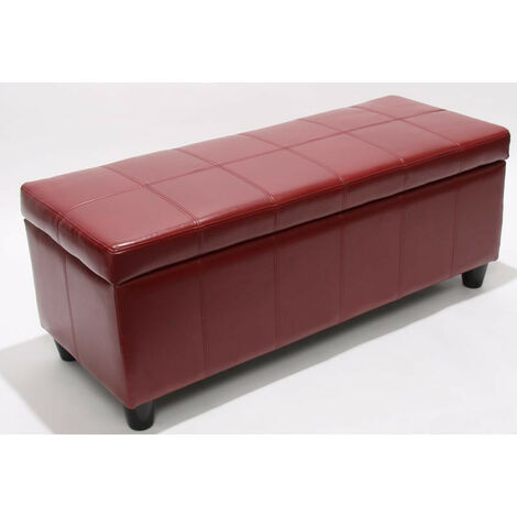 Mendler Banquette Coffre Rangement 2 Places En Cuir Reconstitué – 112 X 45 X 45 Cm, Noir Élégant