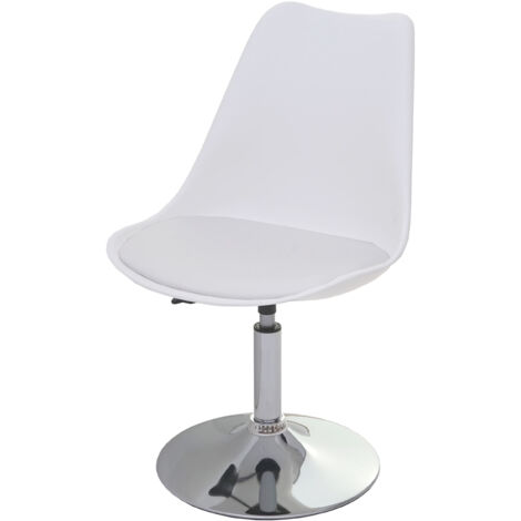 Mendler – Chaise pivotante Malmö T501 – Réglable en hauteur – Similicuir blanc – Pied en acier chromé – Rembourrage confortable – Rotatif 360° (1/5)