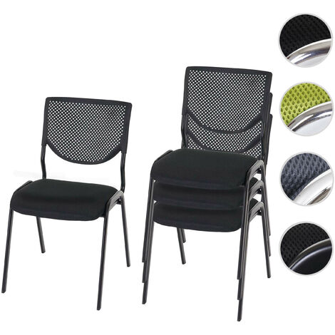 Lot de 4 chaises de conférence / visiteur T401, empilable - siège noir, pieds chromés (1/5)