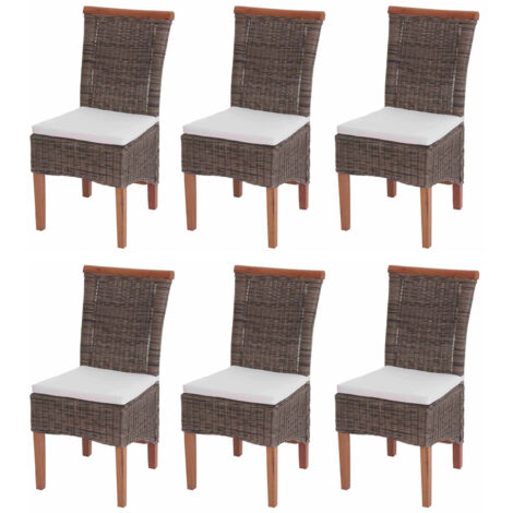 6x chaise de salle à manger Savona, fauteuil, rotin - avec coussin (1/5)
