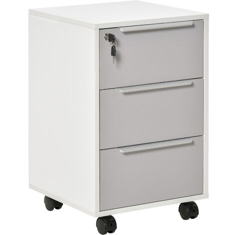 Caisson de bureau 3 tiroirs verouillables MAËL gris & blanc (1/5)