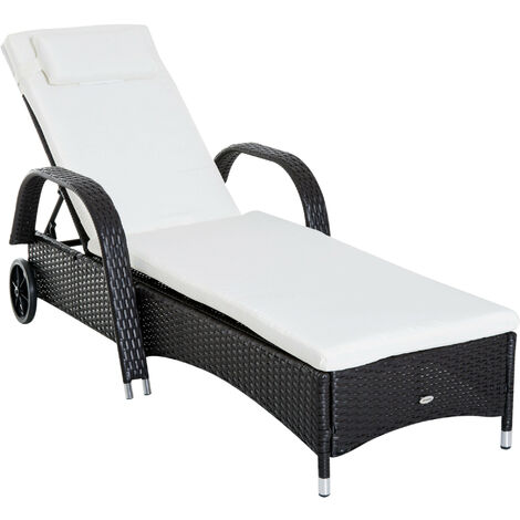 COSTWAY Bain De Soleil Inclinable 6 Positions + Auvent Réglable, Transat Jardin Avec Roues, Porte-Gobelet, 150 Kg (Brun Clair)