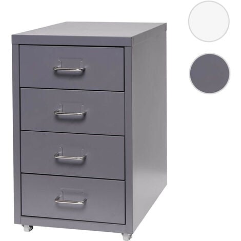 Caisson à roulettes Boston T851, armoire à tiroirs, en acier, 48x28x41cm, 4 tiroirs - gris foncé