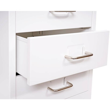 Caisson à roulettes Boston T851, armoire à tiroirs, en acier, 48x28x41cm, 4 tiroirs - blanc
