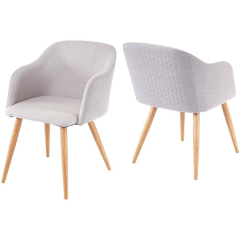 2x chaise de séjour/salle à manger HWC-D71, fauteuil, design rétro, accoudoirs, tissu - gris clair (1/5)