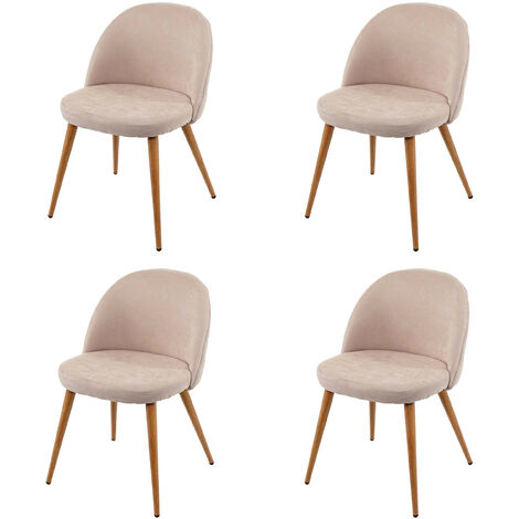 4x chaise de salle à manger HWC-D53, fauteuil, style rétro années 50, en tissu - beige (1/5)
