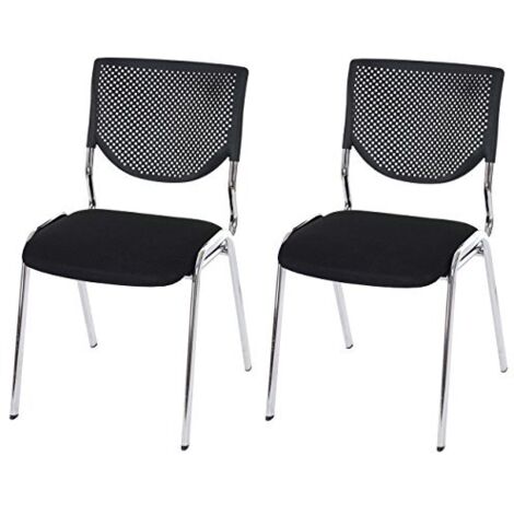 2 x chaise visiteur T401, chaise de conférence, empilable, tissu - siège noir, pieds chromés (1/5)