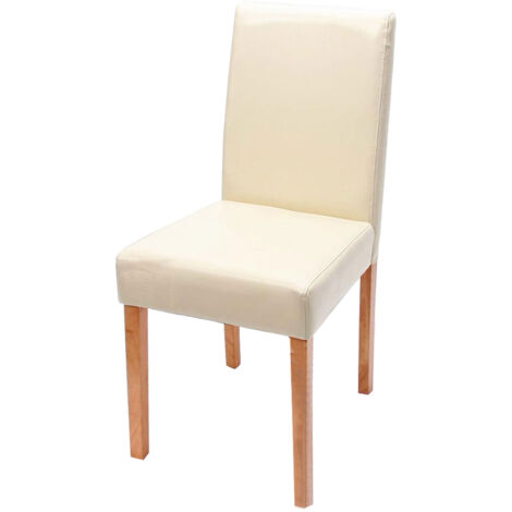 Chaise de salle à manger Littau, chaise de cuisine, similicuir - crème, pieds clairs (1/5)