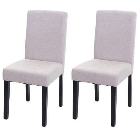 2x chaise à manger chaise de cuisine Littau - textile, beige crème, pieds foncés (1/5)