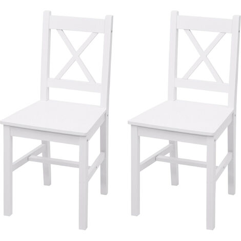 2x chaise de salle à manger HWC-F77, style rustique-cottage, en bois massif - blanc (1/5)