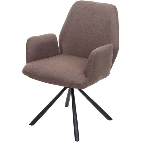 Chaise de salle à manger HWC-H71, pivotante à position automatique tissu/textile acier - brun (1/5)