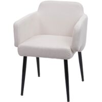 Chaise de salle à manger HWC-L13 Chaise de cuisine avec accoudoirs - tissu/textile métal - Crème-Blanc