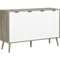 Buffet scandinave 4 portes NETON aspect bois gris et blanc