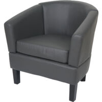 Fauteuil lounge HWC-O17, fauteuil club fauteuil cocktail, certifié MVG similicuir - gris