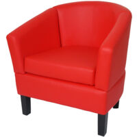 Fauteuil lounge HWC-O17, fauteuil club fauteuil cocktail, certifié MVG similicuir - rouge
