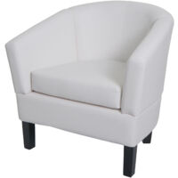 Fauteuil lounge HWC-O17, fauteuil club fauteuil cocktail, certifié MVG similicuir - blanc