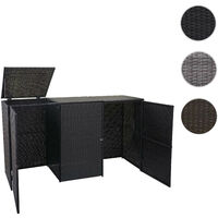 Enveloppement pour 3 poubelles HWC-E25, box pour poubelles, revêtement, polyrotin 2x120l - gris