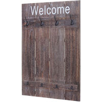 Portemanteau mural HWC-C89, WELCOME, 91x60cm - brun shabby