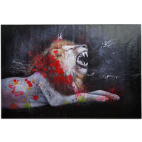 Peinture à l'huile lion HWC-H25, peinture sur toile XL, peinte à la main - 180x120cm