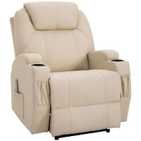 Fauteuil de relaxation éléctrique massant inclinable CHARLOTTE Crème