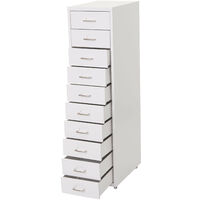 Caisson à roulettes en acier 110x28x41cm – 10 tiroirs avec porte-étiquettes – Charge max 5kg par tiroir – Idéal pour rangement bureau – HW