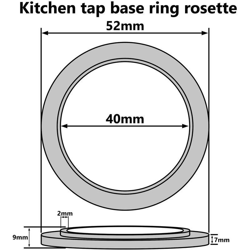 Küchenarmatur Basis Ring + Dichtung unter Wasserhahn Waschmaschine Rosette  verchromten Kunststoff