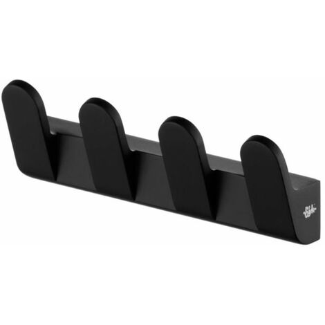 4-Haken Quad-Bügel Wandbademantel Handtuch Badezimmer Schwarz