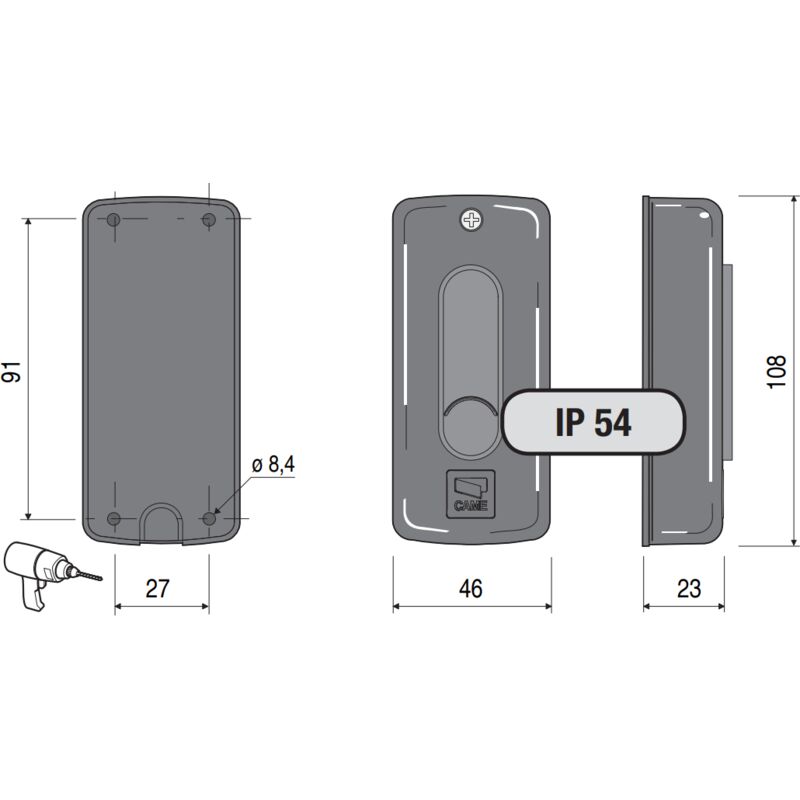 Coppia Fotocellule CAME DIR 10 Per Parete, Modello 309DIR10, Ricambio Per Automazioni