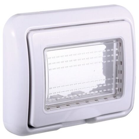 ETTROIT Placca con coperchio 3P IP55 custodia idrobox compatibile Bticino Living colore bianco-  LB2703
