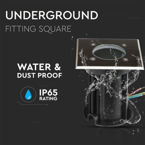 V-TAC VT-7677 Portalampada calpestabile faretto a incasso quadrato segnapassi GU10 in acciaio colore nero - sku 7516