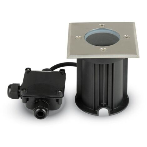 V-TAC VT-7677 Portalampada calpestabile faretto a incasso quadrato segnapassi GU10 in acciaio colore nero - sku 7516