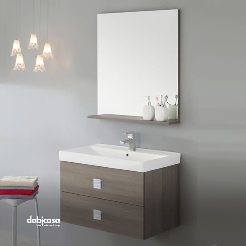 Mobile Bagno Sospeso 2 Cassetti Bianco Laccato L.75 serie Bravo