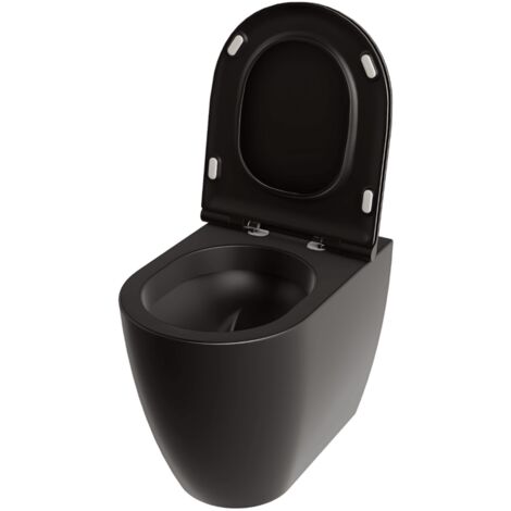 Wc a Terra Senza Brida Azzurra Ceramica "Comoda" Nero Opaco