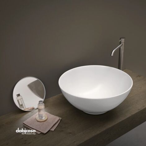 Lavabo D'Appoggio In Ceramica Bianco Lucido Da 60 cm – Dabicasa