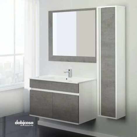 Inbagno Colonna Bagno con Cesto portabiancheria, L 40 x P 35 x H 183 cm, 2  Ante con Ripiani Interni Linea Way (Rovere Scuro)