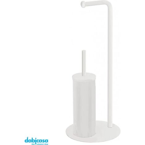 SoBuy Carrellino salvaspazio Portarotolo e Portascopino con ruote bianco  L17P52A67 cm BZR31-W