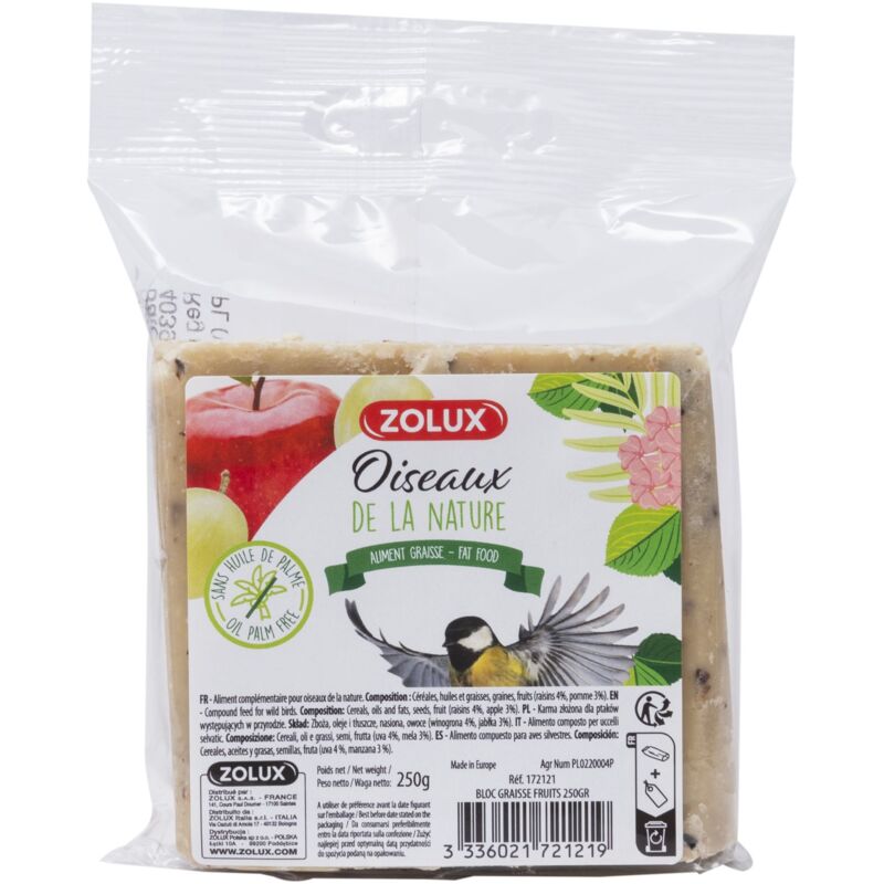 Bloc de graisse Arachide 250 g pour oiseaux - zolux