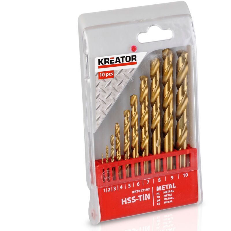 Foret métal HSS Titanium Kreator x10 Coffret 10 forets HSS-Tin Coffret 10 forets HSS-Tin