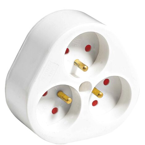 Zenitech – Multiprise triplite 3 prises 16A triangulaire – Protection enfant – Format compact pour espaces restreints – Blanc - 3x16A (1/7)