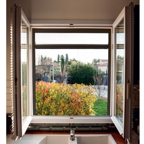 Hoberg Moustiquaire de fenêtre avec fixation magnétique innovante, Moustiquaire jusqu'à 150 x 130 cm découpable individuellement, pas de  perçage ni de vissage