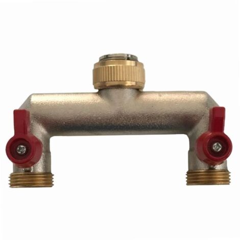 Sélecteur d'arrosage laiton 2 voies – Raccord 20x27 – Vannes de coupure indépendantes – Compatible systèmes d'arrosage automatiques – Rain Irrigation