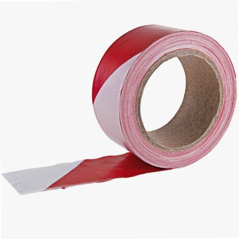 Ruban de signalisation hachuré rouge et blanc 50mm x 100m – Pour délimitation de zones de travaux – Norme REACH conforme – Geko