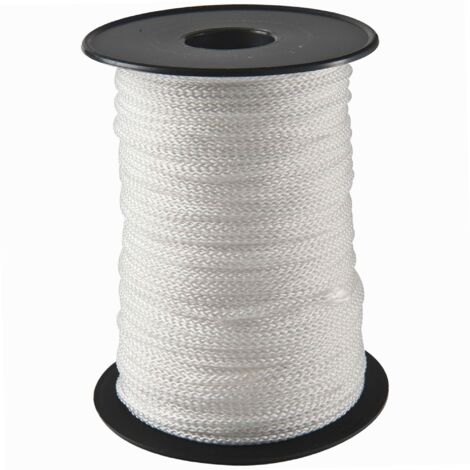 Corderies Tournonaises – Tresse polypropylène blanche 2mm – Longueur 100m – Résistance 50kg – Traitement anti-U.V. – Pour applications terrestres et maritimes