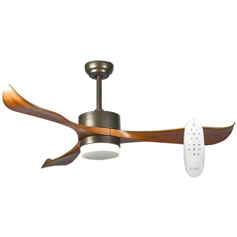Ventilateur de plafond bois et métal Ø 132cm avec lampe LED (1/4)