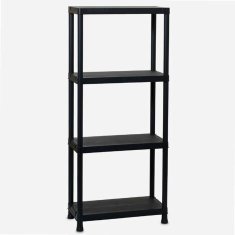 Étagères en plastique 4 plateaux – Charge maximale 25 kg par étage – Plastique durable – Fixation murale incluse pour installation sécurisée – Toomax