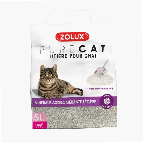 Zolux – Litière agglomérante pour chat 5L – Haute capacité d'agglomération – Peu poussiéreuse – Émet 70 % de CO2 en moins