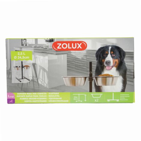 Support double pour gamelles hauteur max 46 cm pour chien - zolux