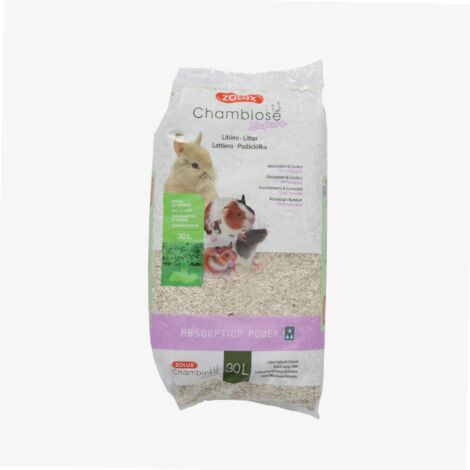 Zolux – Litière naturelle pour rongeurs 30L – Paillis de chanvre biodégradable – Absorption 0.3L/L – Pour lapins et cochons d'Inde